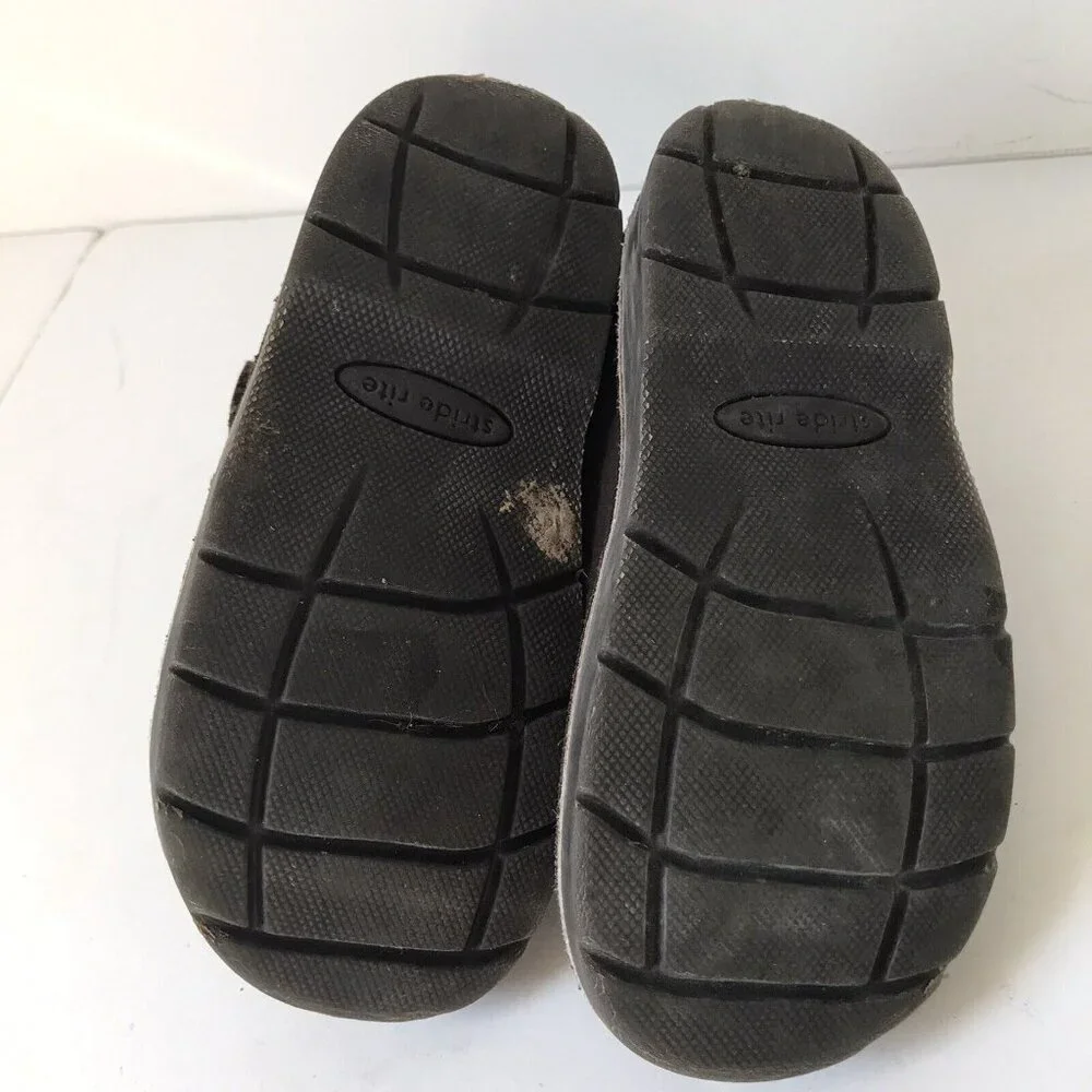 Stride Rite suede floral ankle shoes brown leather lined Little Girls size 10.5m